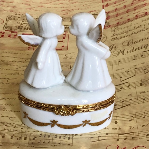 90's Lefton China Angels Trinket Box - Lefton Collectible - Angel Figurine - Picture 11 of 12